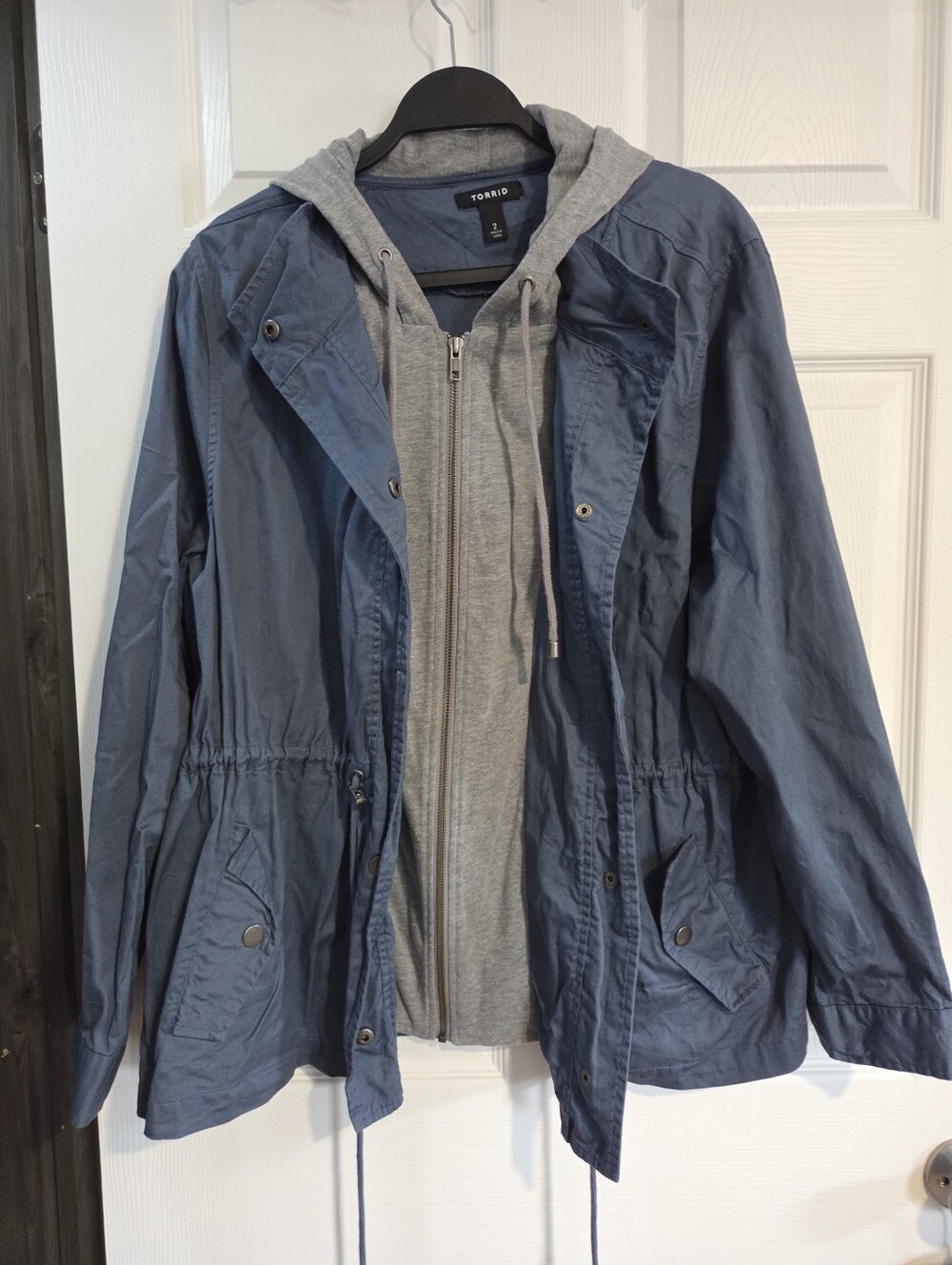 Torrid Gray Blue Twill Anorak hoodie Jacket